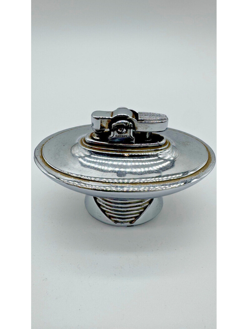 Vintage Ronson Tempo Chrome Table Lighter Insert Newark USA Patent Mid-Century